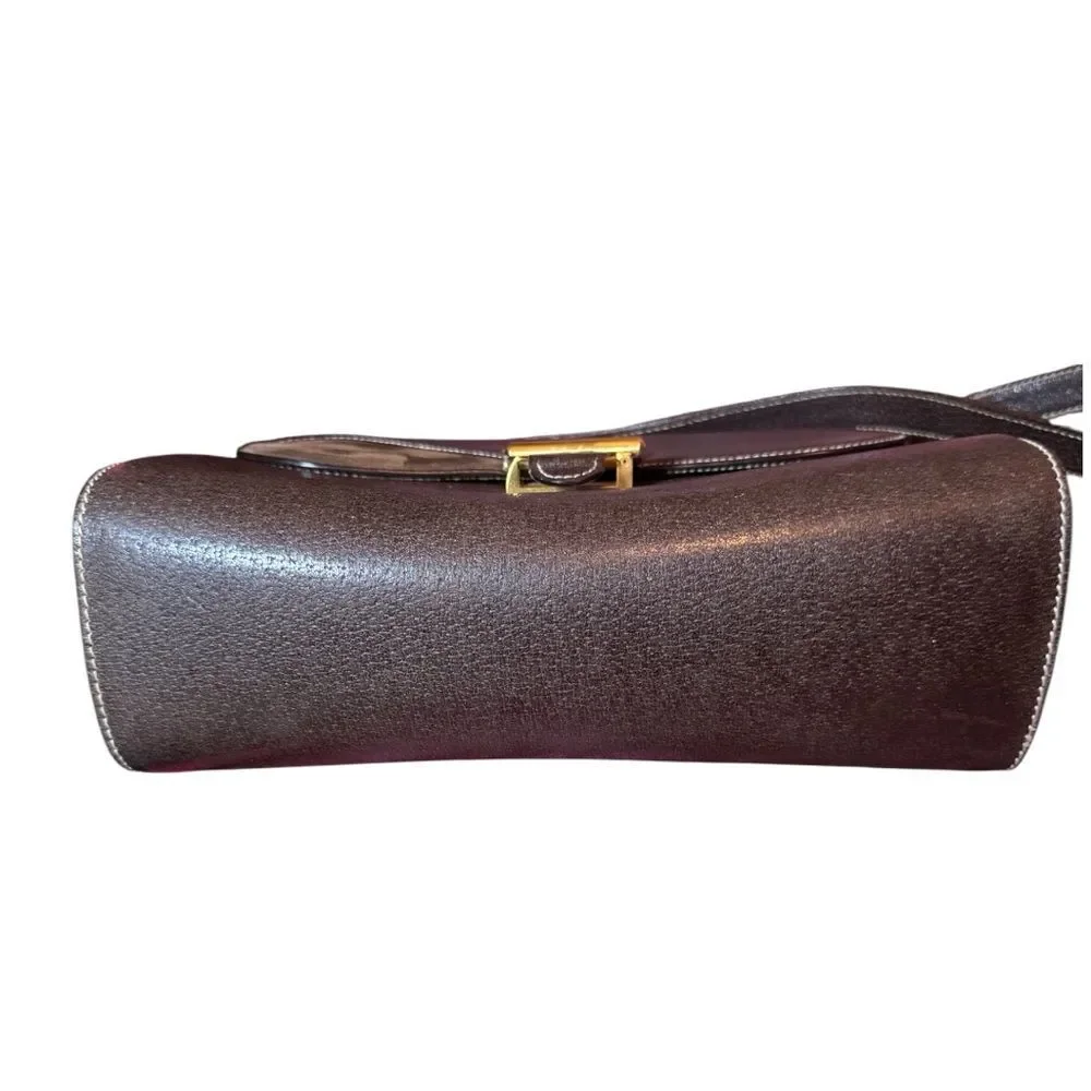 Gucci Vintage Brown Leather & Suede Structured Shoulder Bag Auth
